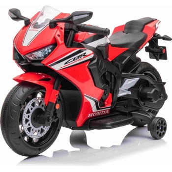 Beneo Elektrická Motorka HONDA CBR 1000RR Licencovaná 12V baterie Plastová kola 30W motor LED světla pevný rám pomocná kolečka červená