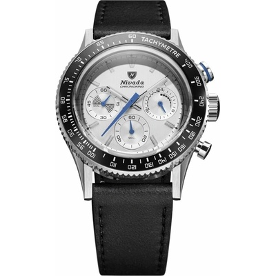 Nivada Grenchen Chronoking Meca Racing Grey - Inter. Bezel - Black Leather