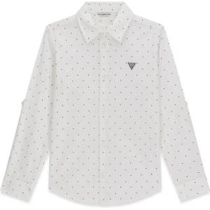 GUESS Бяла риза с дълъг ръкав за момче с цветни детайли Guess