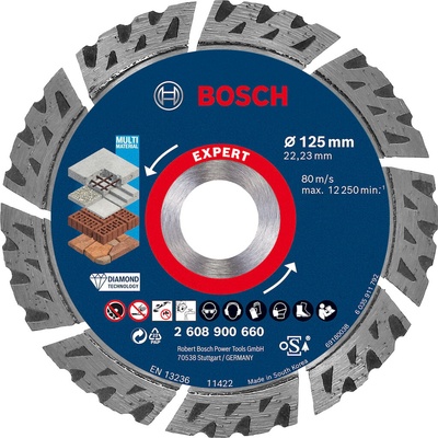 Bosch Diamantový rezací kotúč EXPERT MultiMaterial, 125 x 22,23 x 2,2 x12 mm 2608900660