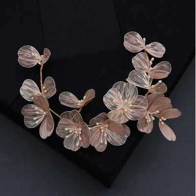 Naishide Jewelry Svatební květinová ozdoba do vlasů LEAF Druh barvy: Zlatá růžová – Zboží Dáma
