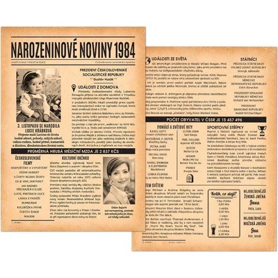 Narozeninové noviny 1984 – dvoustranné nebo jednostranné – Zboží Mobilmania