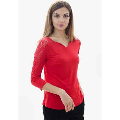 Radek's Collection Червена блуза с дантела при ръкава 81836-670