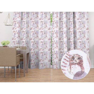 Biante Bavlnený záves Sandra SA-284 Hnedé sovy 150x140 cm