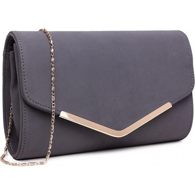 Miss Lulu bags elegantní večerní kožená kabelka psaníčko LH1756 šedá