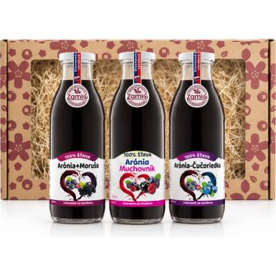 Zamio Arónia Trio darčeková sada 100% štiav 3 × 500 ml