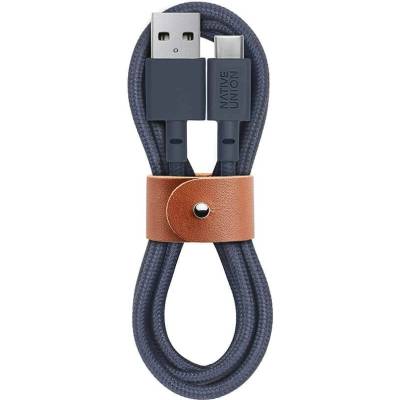 Native Union Belt Cable USB-A to USB-C - здрав плетен кабел за устройства с USB-C порт (син) (120 см)