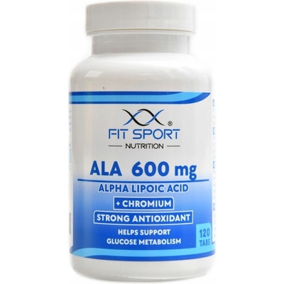 FitSport Nutrition ALA 600mg Alpha Lipoic Acid + Chromium 120 tabs Kyselina Alfa Lipoová