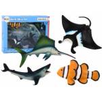 LEAN Toys Set of Sea Animal Figures Shark Dolphin Stingray 5 pcs