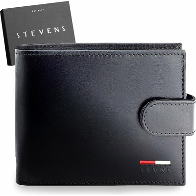 Pánska kožená peňaženka STEVENS Ochrana RFID Čierna PREMIUM