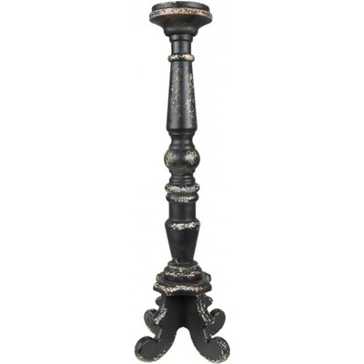 Černý antik dřevěný svícen – 23x65 cm