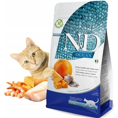 N&D Cat Ocean suché krmivo pro kočky sleď s dýní a pomerančem 5 kg