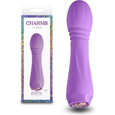 Вибратор и масажор, кристал в основата, 13, 4см. - Charms Flora Violet (NSTOYS1098)