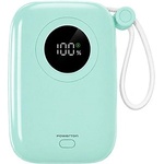 Powerton ENERGY PASTEL EDITION Външна батерия 10000mAh, 2x USB-C, 22.5W, интегрирани кабели, ментов цвят (WPAN35-5)