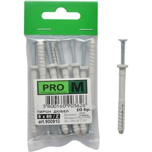 Pro m ПИРОН-ДЮБЕЛ Ф6Х60ММ 10 БРОЯ pro m (3800160903626)
