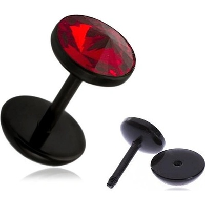 Šperky eshop fake plug do ucha akrylový broušený zirkon červené barvy PC31.20