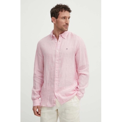Tommy Hilfiger l'anová košeľa regular s golierom button-down MW0MW34602 ružová