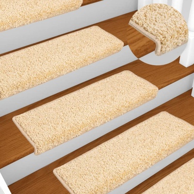 vidaXL Изтривалки за стълби, 10 бр. , 65x21x4 см, кремави, с правоъгълен ръб