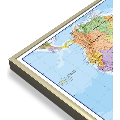 Maps International Jižní Amerika - nástěnná politická mapa 100 x 120 cm Varianta: mapa v hliníkovém rámu, Provedení: zlatý matný rám