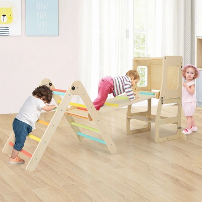 Costway Učící věž + Piklerové trojúhelník Montessori sada 7v1 pastel – Sleviste.cz