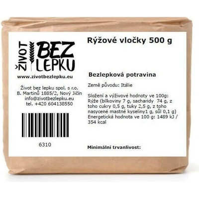 Život bez lepku Ryžové vločky instantné 500 g