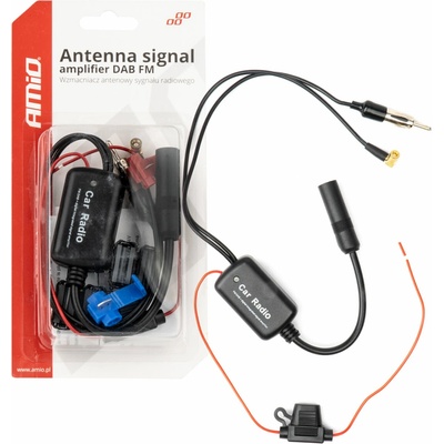 Anténny zosilňovač signálu 12V DAB FM AMiO-04134