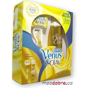 Gillette Venus & Olay holící gel Satin Care 200 ml + strojek hlavice 1 ks dárková sada