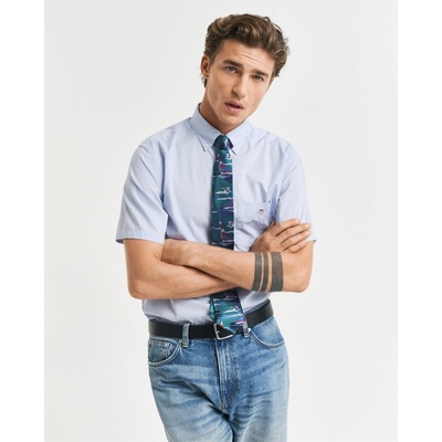Gant Риза с къс ръкав Gant Regular Fit Classic Poplin Short Sleeve Shirt - Light Blue