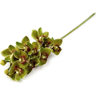 Umělá orchidej dlouhá, střední, 2 zelená sv.