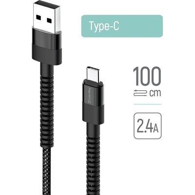 ColorWay CW-CBUC063-BK USB - Type-C (nylon - long head) 2.4А 1m černý