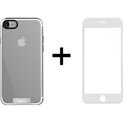 REMAX Стъклен протектор with soft edges + Case Remax Crystal, for iPhone 7/8 Plus, Black - 52333 (DE-52333)