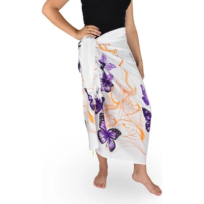 Thajsko Sarong Pareo BUN motýle fialová