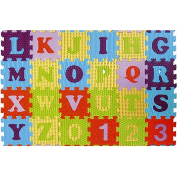Baby Great puzzle soft koberec na zerm 90x90cm číslice a písmena 36 ks
