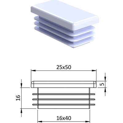 Krytka plastová 25 x 50 mm