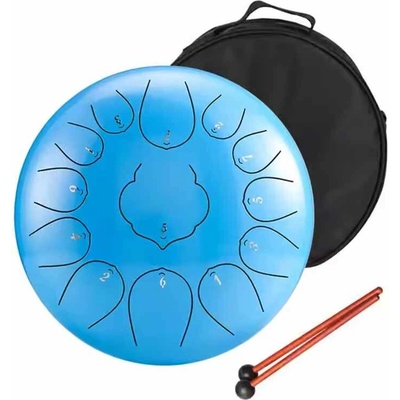 Tongue drum 12' 25cm 13 tónů C-dur Modrý s příslušenstvím