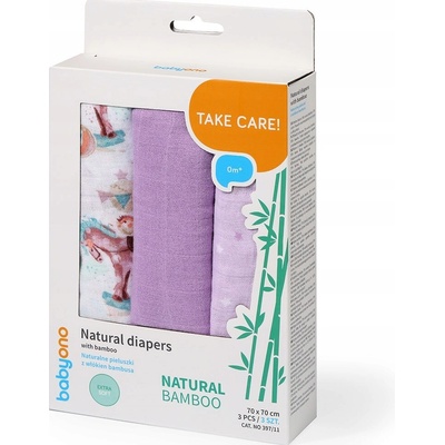 BabyOno bambusové Violet 70x70 cm 3 ks
