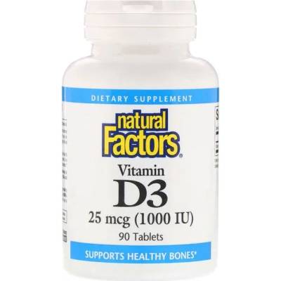 Natural Factors Vitamin D3, 1000 IU, 90 таблетки, Natural Factors (1050 NF)