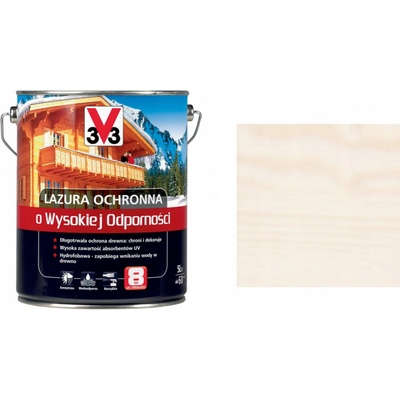 V33 Ochranná lazura s vysokou odolností až 10 let ochrany, bílá krémová, 5 l