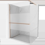 Mexen Kioto+ душ кабина с рафт Walk-in 130 x 200 см, прозрачен/скреж, четкана мед - 800-130-121-65-35 (800-130-121-65-35)