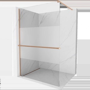 Mexen Kioto+ душ кабина с рафт Walk-in 130 x 200 см, прозрачен/скреж, четкана мед - 800-130-121-65-35 (800-130-121-65-35)