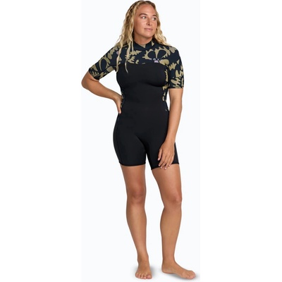 Dámský ROXY 2.0 mm Swell Natural Back Zip SS Springsuit black floral
