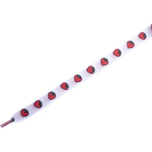 Tobby strawberry / Детски плоски еластични връзки за обувки - бели 95 см (040635)