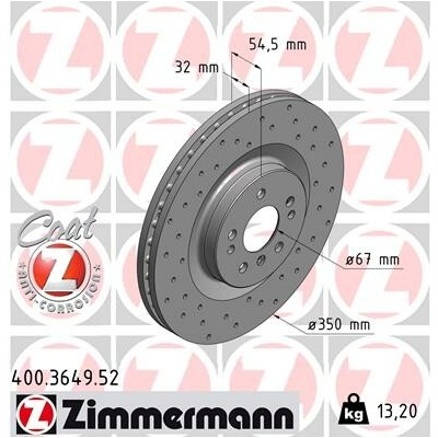Brzdový kotúč ZIMMERMANN 400.3649.52 (400364952)