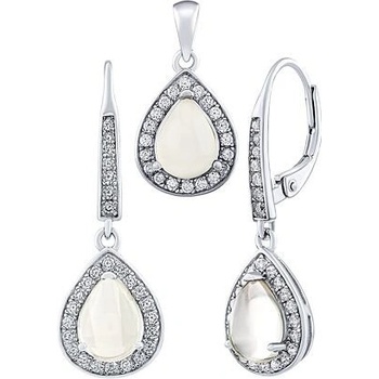 SILVEGO Strieborná sada šperkov Brisa s Mesačným kameňom a čírymi Brilliance Zirconia JJJ1141PMSET