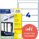 Avery Zweckform L4761-100 folder spine labels (400 spine labels with ultragrip, 61x192mm on A4, wide/short, self-adhesive, completely opaque, printable folder labels) 100 sheets, white