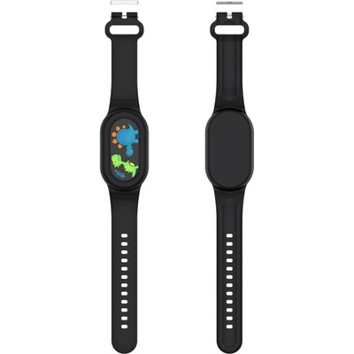 VSETKONAMOBIL CARTOON Detský silikónový remienok na Samsung Galaxy SmartTag 2 BLACK DINOSAUR 87605