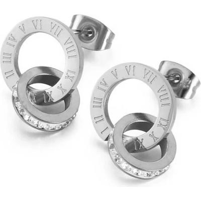 Victoria Filippi stainless steel ocelové náušnice Sabrina chirugická ocel římské číslice E-ZE17014-2/20 stříbrná