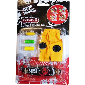 Grip & Tricks Комплект играчка за пръсти long board, черен, с череп (gt-f-lbp-black)