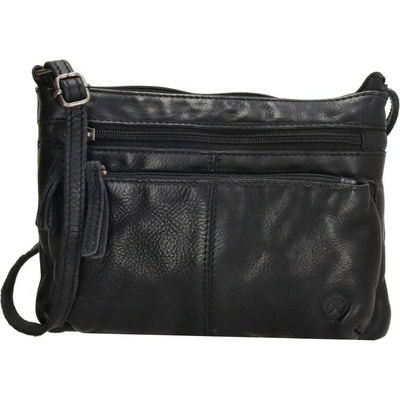 Hide & Stitches Černá kožená crossbody kabelka „Bonavitta“