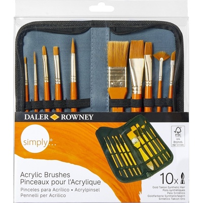 Daler-Rowney Simply Acrylic Brush Gold Taklon Synthetic Комплект четки 10 бр (216929010)